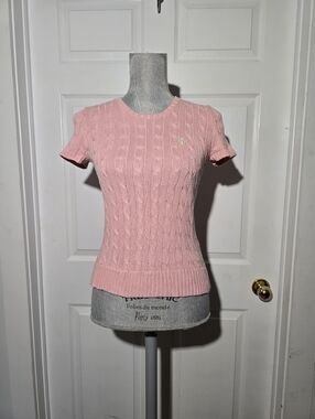 RALPH LAUREN cable Knit Short Sleeved Sweater